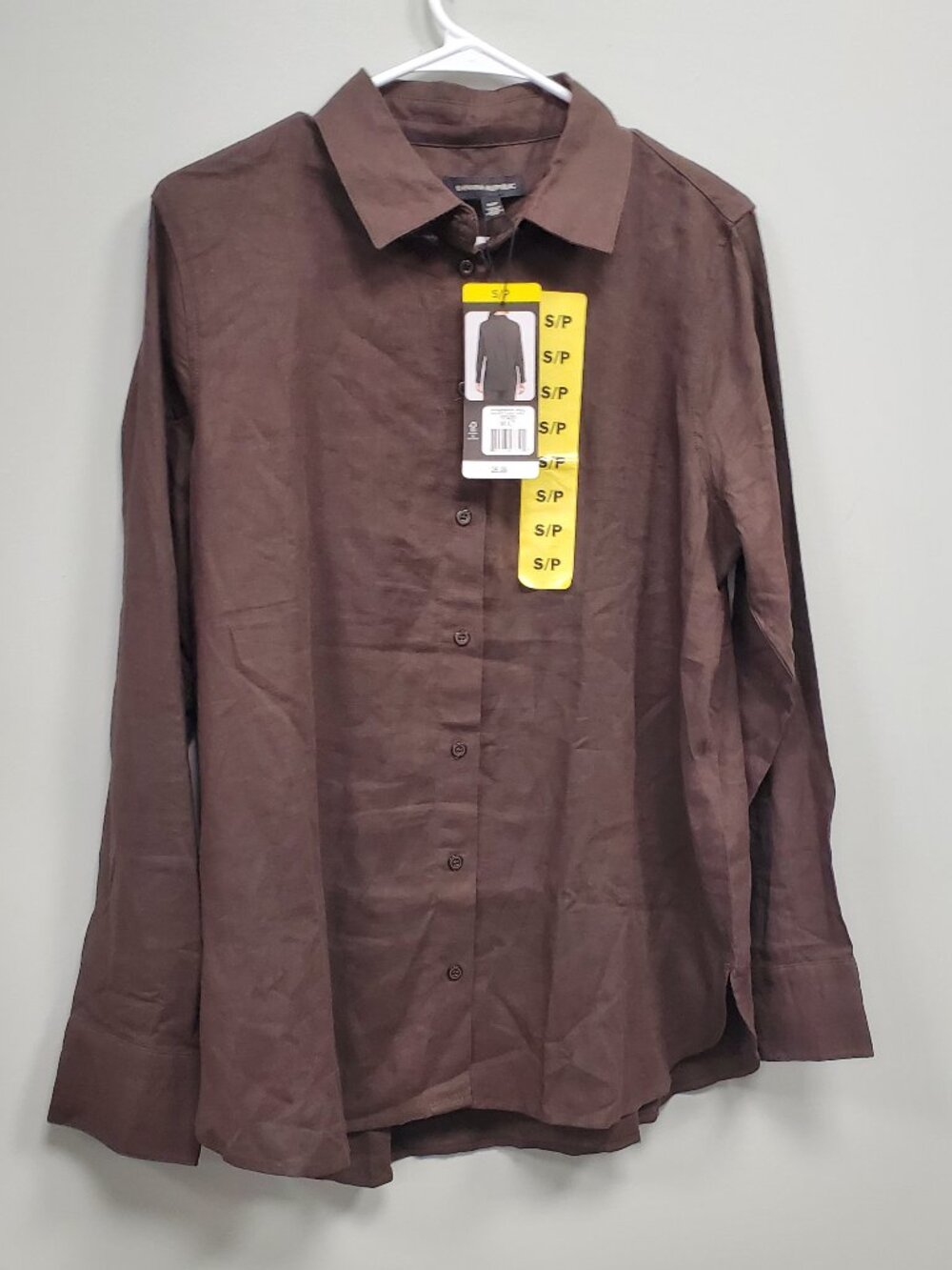 Banana Republic Women's Linen Blend Button Down Long Sleeve Shirt In Brown